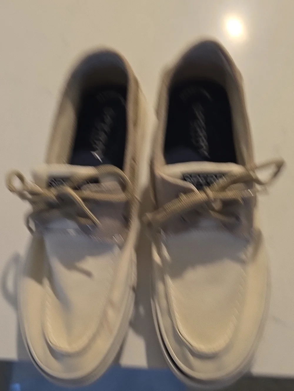 Sperry Men's Light Cream Boat Shoes with Rawhide Laces